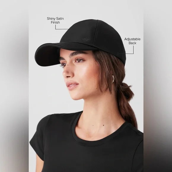 ALO Yoga Satin Off-Duty Cap - Black - Picture 3 of 10
